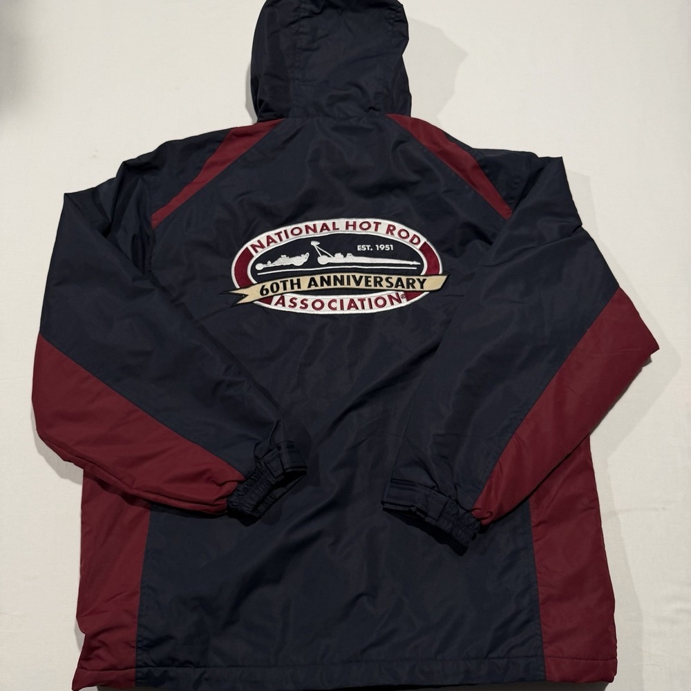NHRA 60th Anniversary Drag Racing Jacket Mens M Fits L  Fleece Hooded 2011